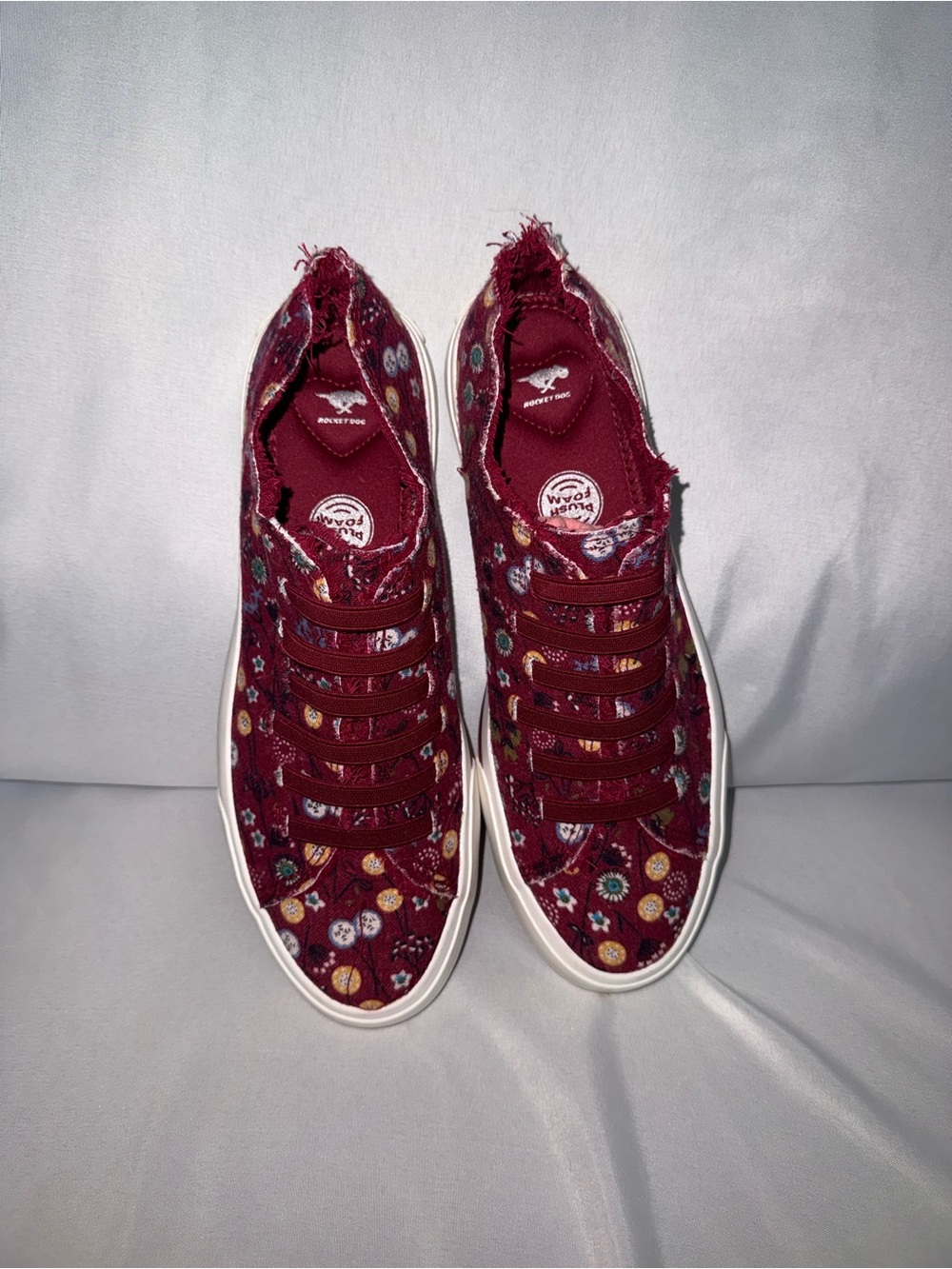 Women’s Casual Slip-On Sneakers in Burgundy Floral Worn Once - Picture 2 of 3